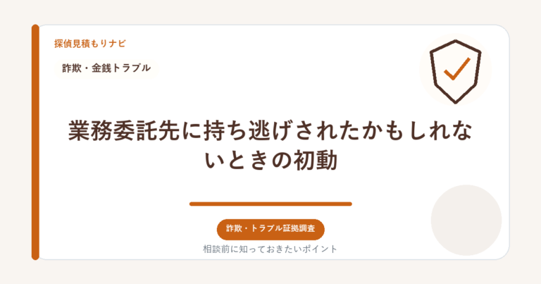 業務委託先に持ち逃げされたかもしれないときの初動｜探偵見積もりナビ