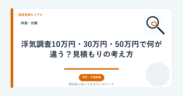 浮気調査10万円・30万円・50万円で何が違う？見積もりの考え方｜探偵見積もりナビ