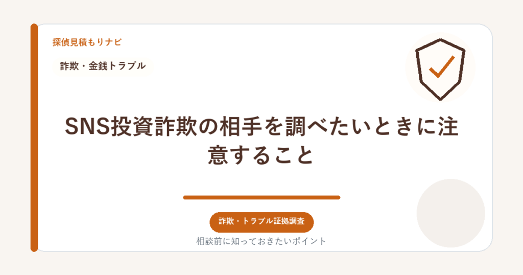 SNS投資詐欺の相手を調べたいときに注意すること|探偵見積もりナビ